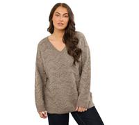 EVANS Curve Natural Zig Zag V-Neck Knitted Jumper - Women's - Plus Size Curve Brown