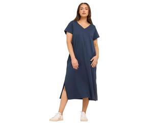 EVANS Curve Navy Blue Premium Cotton Dress - Women's - Plus Size Curve