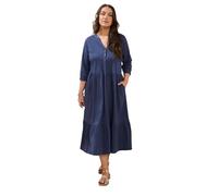 EVANS Curve Navy Blue Tiered Cotton Dress - Women's - Plus Size Curve