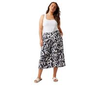 EVANS Curve Navy Floral Print Wide Leg Culottes - Women's - Plus Size Curve