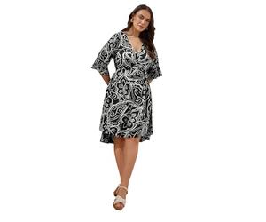 EVANS Curve Paisley Print Modal Dipped Hem Dress - Women's - Plus Size Curve