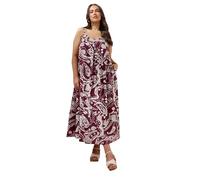 EVANS Curve Paisley Print Pleat Front Linen Dress - Women's - Plus Size Curve Red