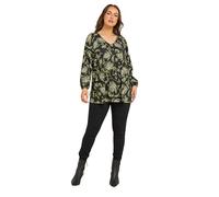 EVANS Curve Paisley Print Pleat Front Top - Women's - Plus Size Curve Black