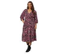 EVANS Curve Paisley Print Wrap Dress - Women's - Plus Size Curve Pink