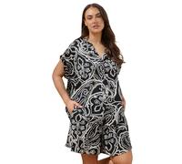 EVANS Curve Paisley Shirred Waist Modal Shorts - Women's - Plus Size Curve Black
