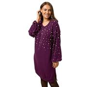 EVANS Curve Pearl Embellished Soft Touch Jumper Dress - Women's - Plus Size Curve Purple