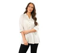 EVANS Curve Pintuck Henley Top - Women's - Plus Size Curve Cream