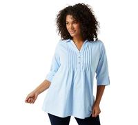 EVANS Curve Pintuck Henley Top - Women's - Plus Size Curve Light Blue