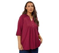 EVANS Curve Pintuck Henley Top - Women's - Plus Size Curve Red