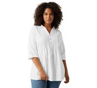 EVANS Curve Pintuck Henley Top - Women's - Plus Size Curve White