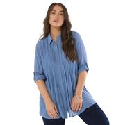 EVANS Curve Pintuck Tab Sleeve Shirt - Women's - Plus Size Curve Blue