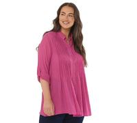 EVANS Curve Pintuck Tab Sleeve Shirt - Women's - Plus Size Curve Pink