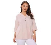 EVANS Curve Pleat Front Henley Top - Women's - Plus Size Curve Pink