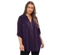 EVANS Curve Plum Zip Front Jersey Blouse - Women's - Plus Size Curve