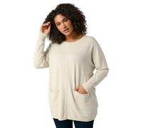 EVANS Curve Pocket Front Knitted Jumper - Women's - Plus Size Curve Cream