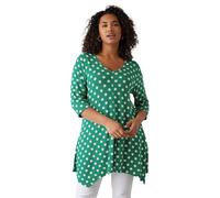 EVANS Curve Polka Dot Hanky Hem Top - Women's - Plus Size Curve Green