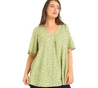 EVANS Curve Polka Dot Pleat Front Top - Women's - Plus Size Curve Green