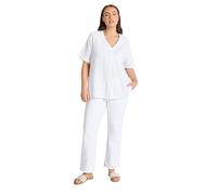 EVANS Curve Premium Linen Front Pleat Top - Women's - Plus Size Curve White