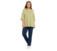 EVANS Curve Premium Sage Green Pintuck Henley Top - Women's - Plus Size Curve