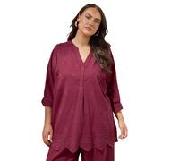 EVANS Curve Red Linen Broderie Blouse - Women's - Plus Size Curve