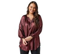 EVANS Curve Red Metallic Long Sleeve Blouse - Women's - Plus Size Curve