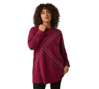 EVANS Curve Red Stud Longline Jumper - Women's - Plus Size Curve