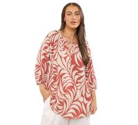 EVANS Curve Rust Leaf Print Tie Neck Blouse - Women's - Plus Size Curve