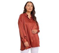 EVANS Curve Rust Metallic Button Through Shirt - Women's - Plus Size Curve