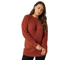 EVANS Curve Rust Orange Fluffy Knitted Jumper - Women's - Plus Size Curve