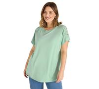 EVANS Curve Sage Green Crochet Shoulder Modal T-Shirt - Women's - Plus Size Curve