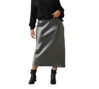 EVANS Curve Satin Slip-On Midi Skirt - Women's - Plus Size Curve Grey