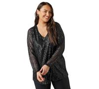 EVANS Curve Sequin Embellished Blouse - Women's - Plus Size Curve Black