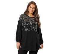 EVANS Curve Sequin Embellished Knitted Top - Women's - Plus Size Curve Black