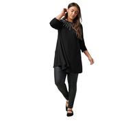 EVANS Curve Sequin Embellished Longline Top - Women's - Plus Size Curve Black