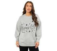 EVANS Curve Sequin Embellished 'Sparkle' Christmas Jumper - Women's - Plus Size Curve Grey