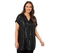 EVANS Curve Sequin Embellished Top - Women's - Plus Size Curve Black