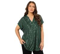 EVANS Curve Sequin Embellished Top - Women's - Plus Size Curve Green