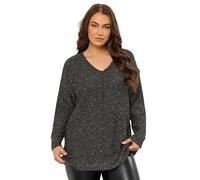 EVANS Curve Sequin Embellished V-Neck Jumper - Women's - Plus Size Curve Black