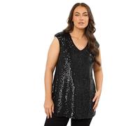EVANS Curve Sequin Embellished Vest Top - Women's - Plus Size Curve Black