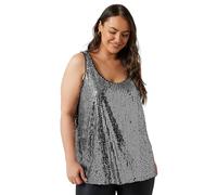 EVANS Curve Sequin Embellished Vest Top - Women's - Plus Size Curve Silver