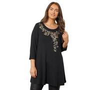 EVANS Curve Sequin Floral Swing Top - Women's - Plus Size Curve Black