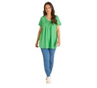 EVANS Curve Short Sleeve Cotton Henley Top - Women's - Plus Size Curve