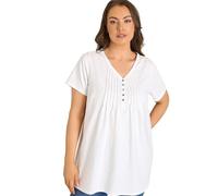 EVANS Curve Short Sleeve Cotton Henley Top - Women's - Plus Size Curve White