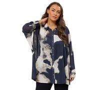 EVANS Curve Smudge Print Double Layer Blouse - Women's - Plus Size Curve Navy