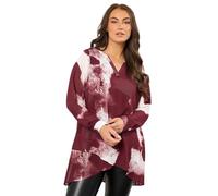 EVANS Curve Smudge Print Double Layer Blouse - Women's - Plus Size Curve Red