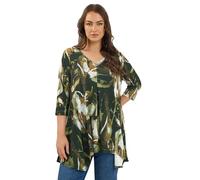 EVANS Curve Smudge Print Hanky Hem Top - Women's - Plus Size Curve Green