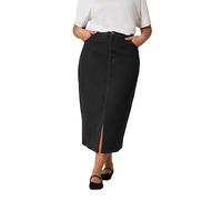 EVANS Curve Split Hem Denim Midi Skirt - Women's - Plus Size Curve