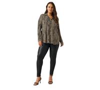 EVANS Curve Spot Print Half Placket Shirt - Women's - Plus Size Curve Black