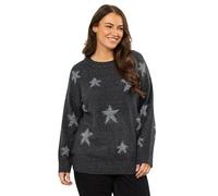 EVANS Curve Star Tinsel Detail Jumper - Women's - Plus Size Curve Grey