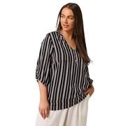 EVANS Curve Stripe Print Button Detail Blouse - Women's - Plus Size Curve Black